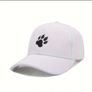 Dog Paw Embroidered Baseball Cap Unisex Casual Outdoor Hat, Simple Adjustable Si
